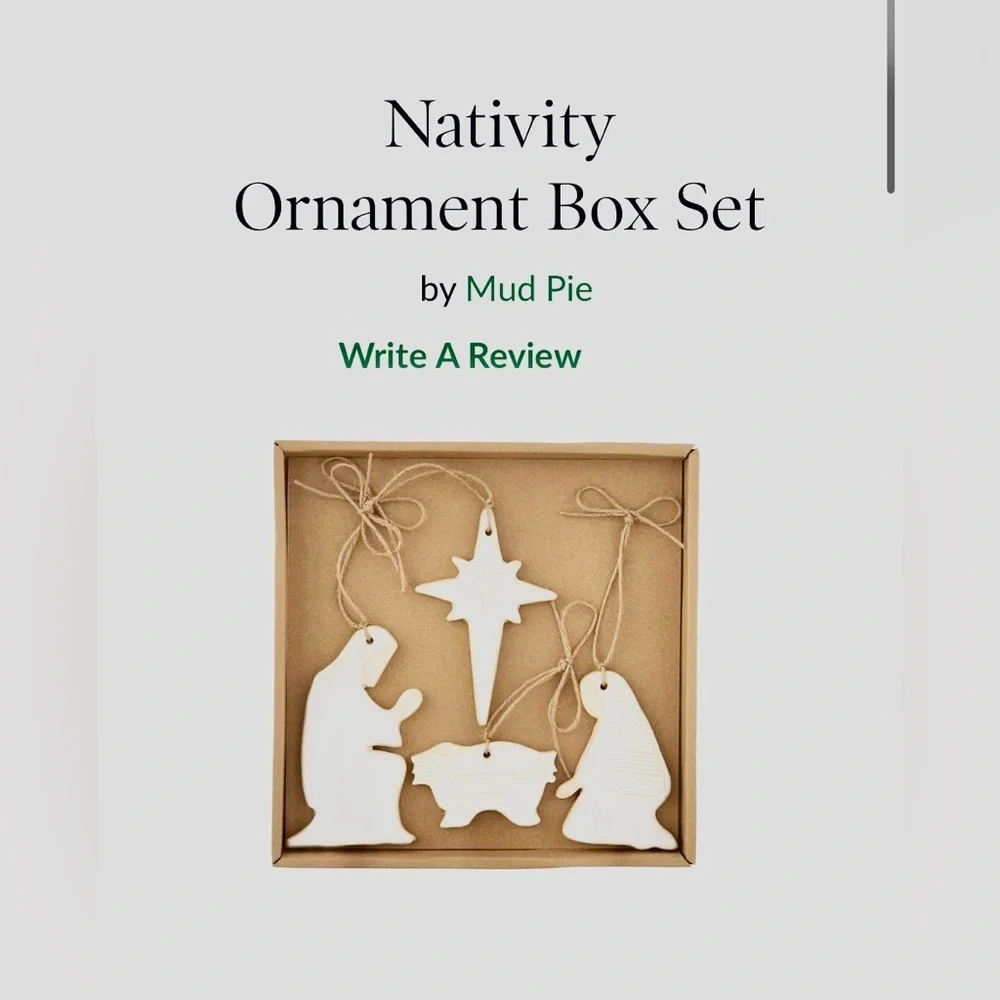 Mud Pie‎ Cream Nativity Ornament Set